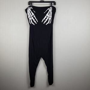 Boohoo Womens Black Skeleton‎ Strapless Skinny Leg One Piece Jumpsuit Size 18